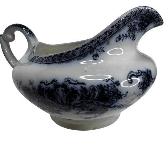 Antique Marlborough England Flow Blue Gravy Boat Porcelain  John Maddock & Sons - Picture 2 of 14